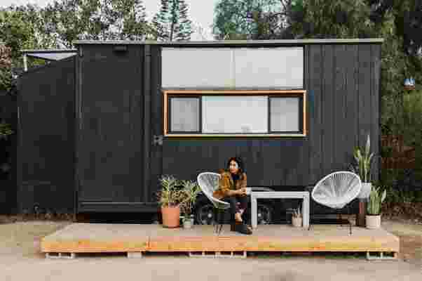 This DIY tiny home on wheels is a modernist haven inspired by desert architecture!